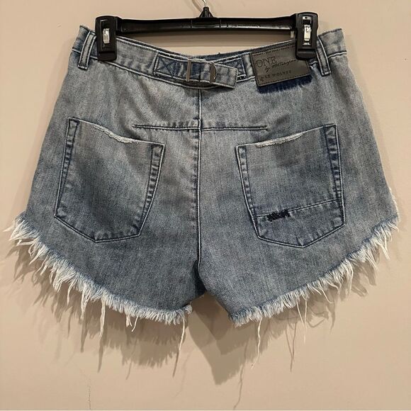 ONE TEASPOON Shorts Women Size 25 Denim Jean Cut Off Fray Button Fly Le Wolves - Picture 5 of 11